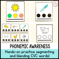 Segmenting and Blending Sounds CVC Cards for Phonemic Awareness