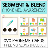 Segmenting and Blending Sounds CVC Cards for Phonemic Awareness