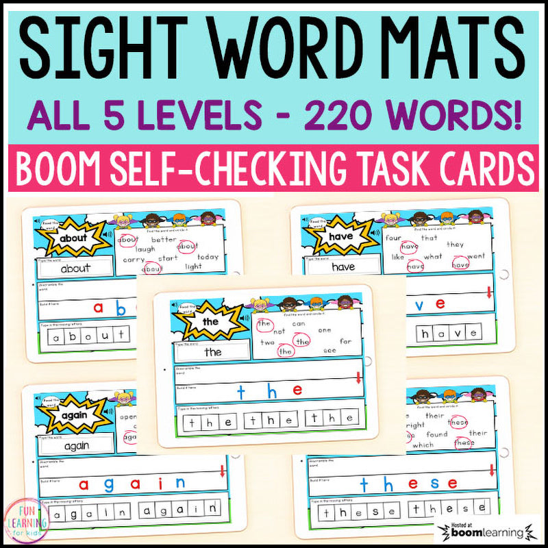 Superhero Sight Word Mats Bundle - 220 Sight Words - Boom Cards™