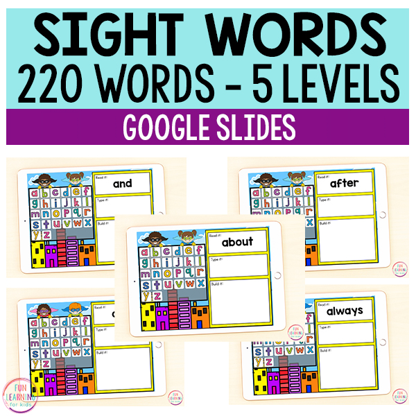 Superhero Sight Words Bundle | 220 Sight Words | Google Slides