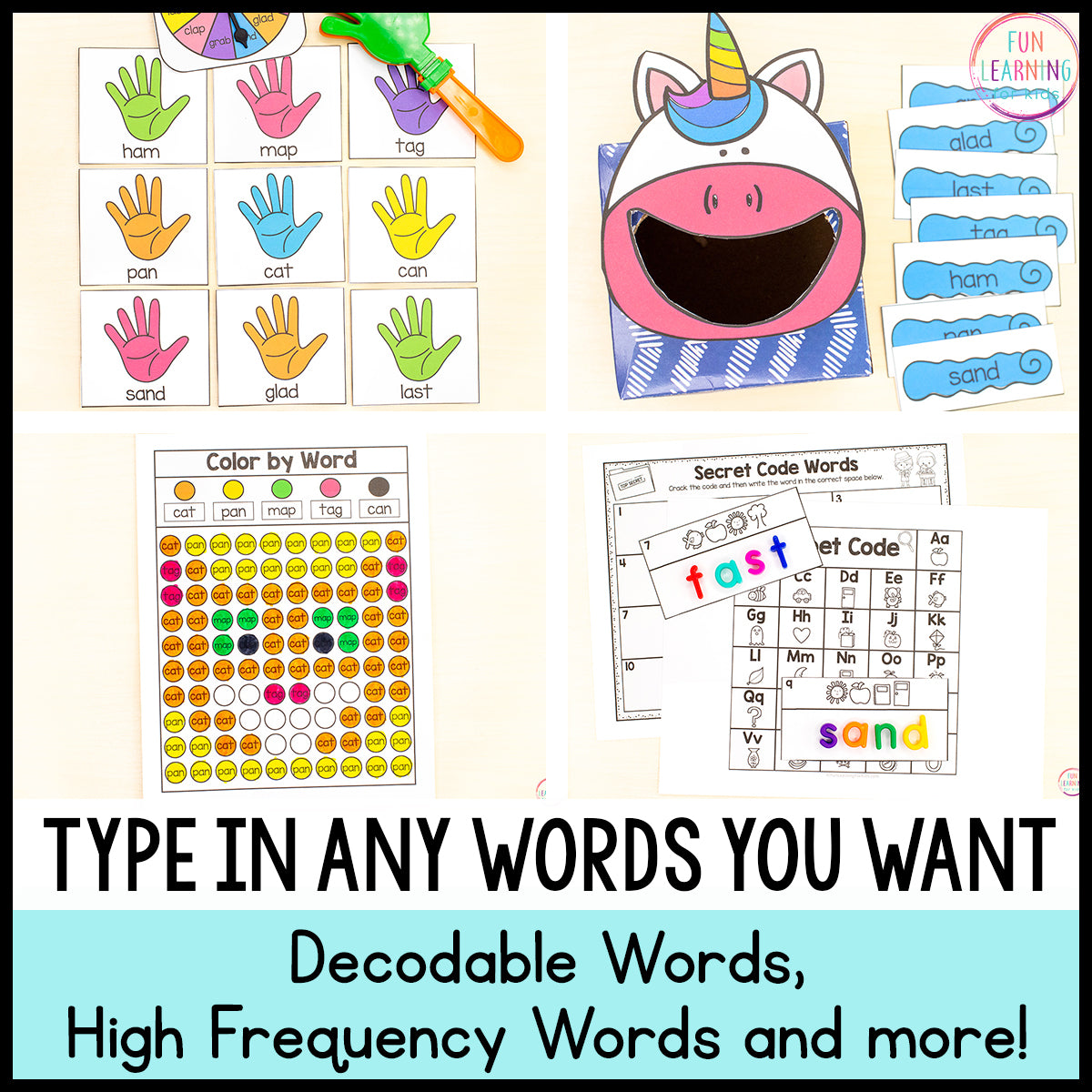 Editable Sight Word Games - Word Work Practice with Auto-fill - High Frequency