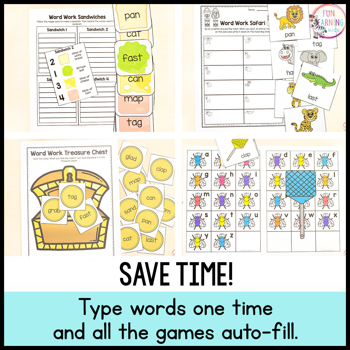 Editable Sight Word Games - Word Work Practice with Auto-fill - High Frequency