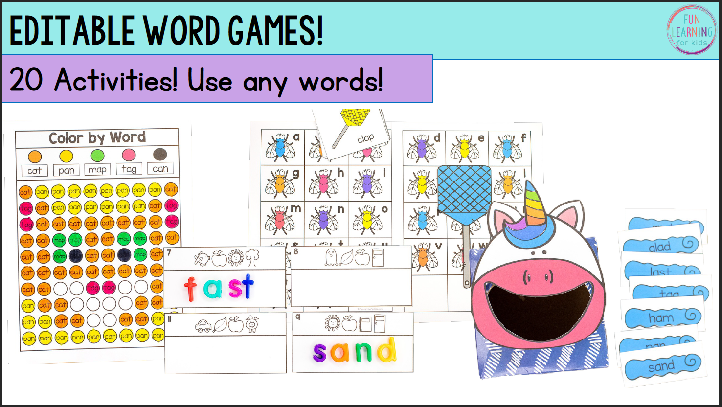 Editable Sight Word Games - Word Work Practice with Auto-fill - High Frequency