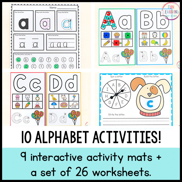 Alphabet Mats and Alphabet Worksheets for Letters and Beginning Sounds - NO PREP