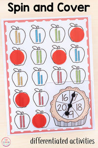 Differentiated Apple Spin and Cover Math Activities