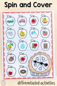 Differentiated Apple Spin and Cover Literacy Activities