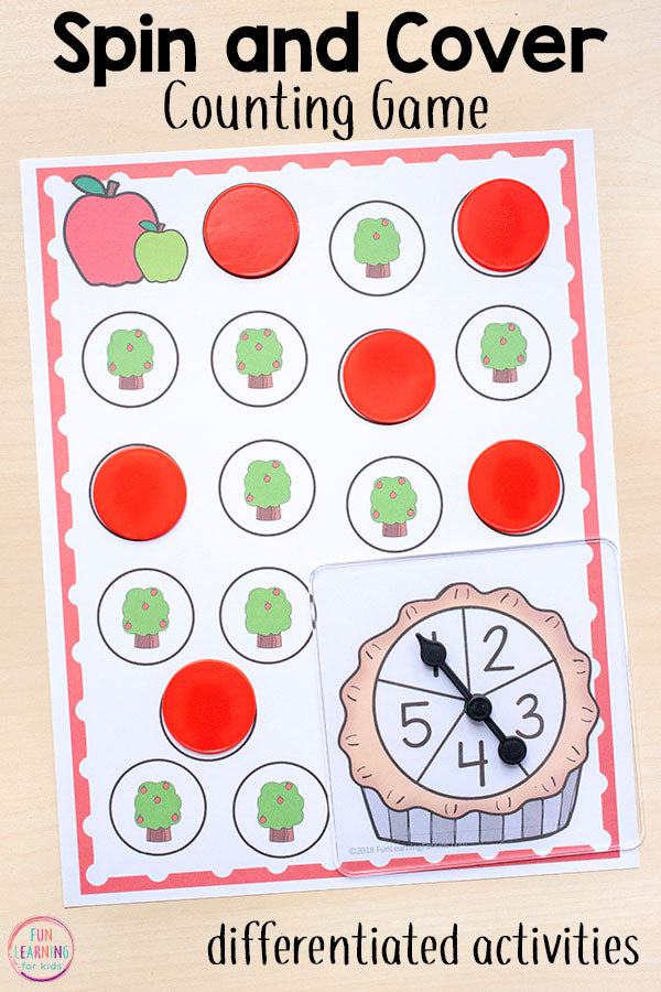 Differentiated Apple Spin and Cover Math Activities