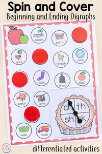 Differentiated Apple Spin and Cover Literacy Activities