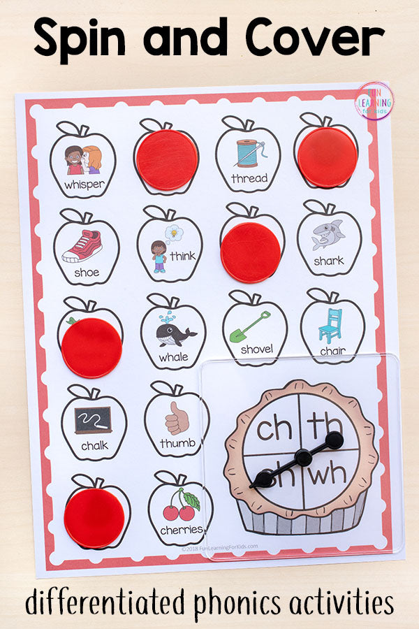 Differentiated Apple Spin and Cover Literacy Activities