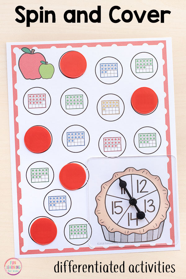 Differentiated Apple Spin and Cover Math Activities