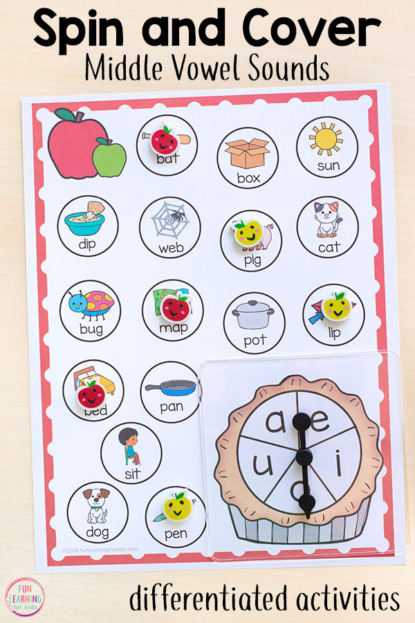 Differentiated Apple Spin and Cover Literacy Activities