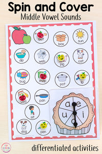 Differentiated Apple Spin and Cover Math and Literacy Activities