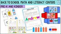 Back to School Theme Math and Literacy Centers for Pre-K and Kindergarten