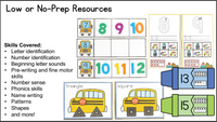 Back to School Theme Math and Literacy Centers for Pre-K and Kindergarten