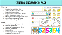 Back to School Theme Math and Literacy Centers for Pre-K and Kindergarten