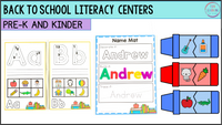 Back to School Theme Literacy Centers for Pre-K and Kindergarten