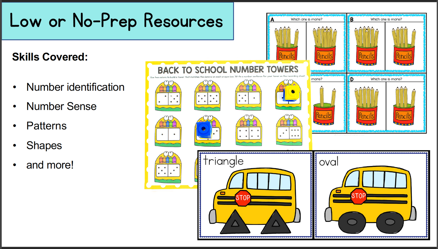 Back to School Theme Math Centers for Pre-K and Kindergarten