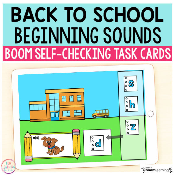 Back to School Beginning Sounds Match-Up Boom Cards™ | Digital Task Cards