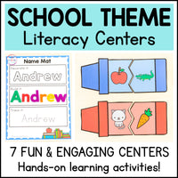 Back to School Theme Literacy Centers for Pre-K and Kindergarten