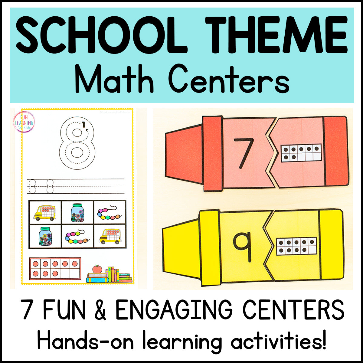 Back to School Theme Math Centers for Pre-K and Kindergarten