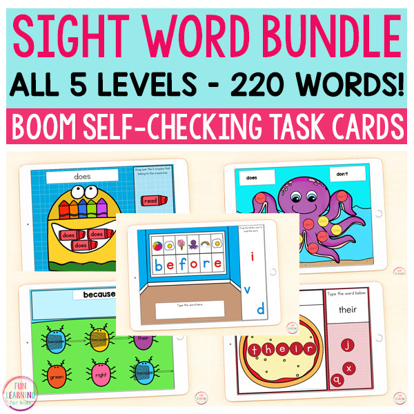 Sight Word Games Mega Bundle | 5 Activities - Pre-Primer - Third Grade | Boom Cards™