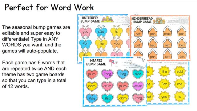 Editable Word Work - Seasonal Bump Games – Fun Learning for Kids® Shop