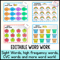 Editable Word Work - Seasonal Bump Games