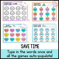 Editable Word Work - Seasonal Bump Games