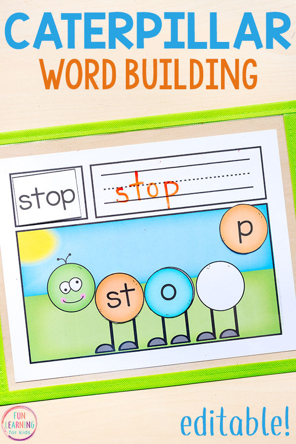 Editable Caterpillar Word Building Mats