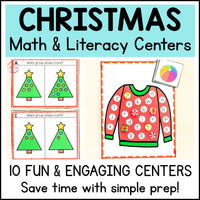 Christmas Math and Literacy Centers for Preschool, Pre-K & Kindergarten