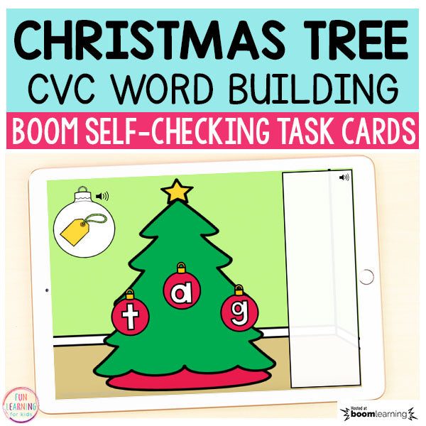 Christmas Tree CVC Word Building Boom Cards™ | Digital Task Cards