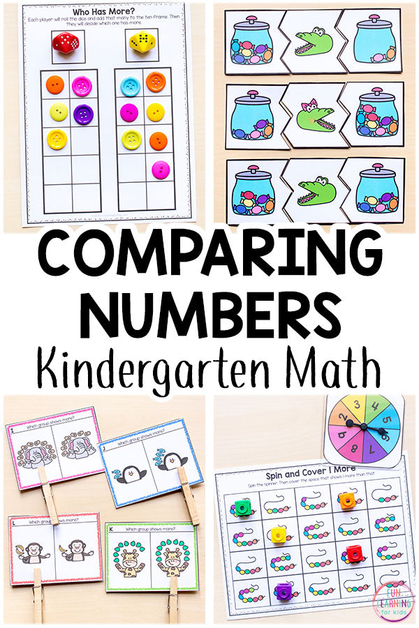 Comparing Numbers Math Centers and Activities for Kindergarten