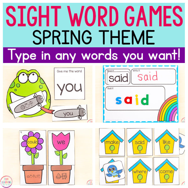 Editable Spring Sight Word Games