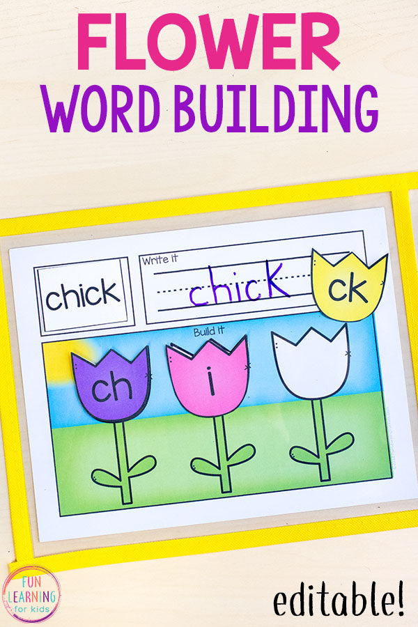 Editable Flower Word Building Mats