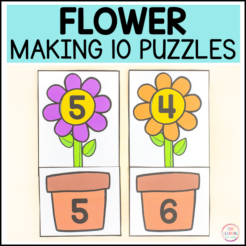 Spring Flower Making Ten Math Activity for Kindergarten & First Grade