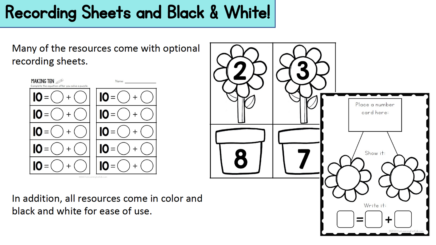 Flower Theme Spring Math and Literacy Centers for Pre-K and Kindergarten