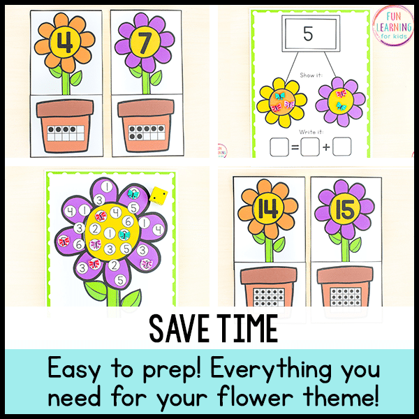 Flower Theme Spring Math and Literacy Centers for Pre-K and Kindergarten