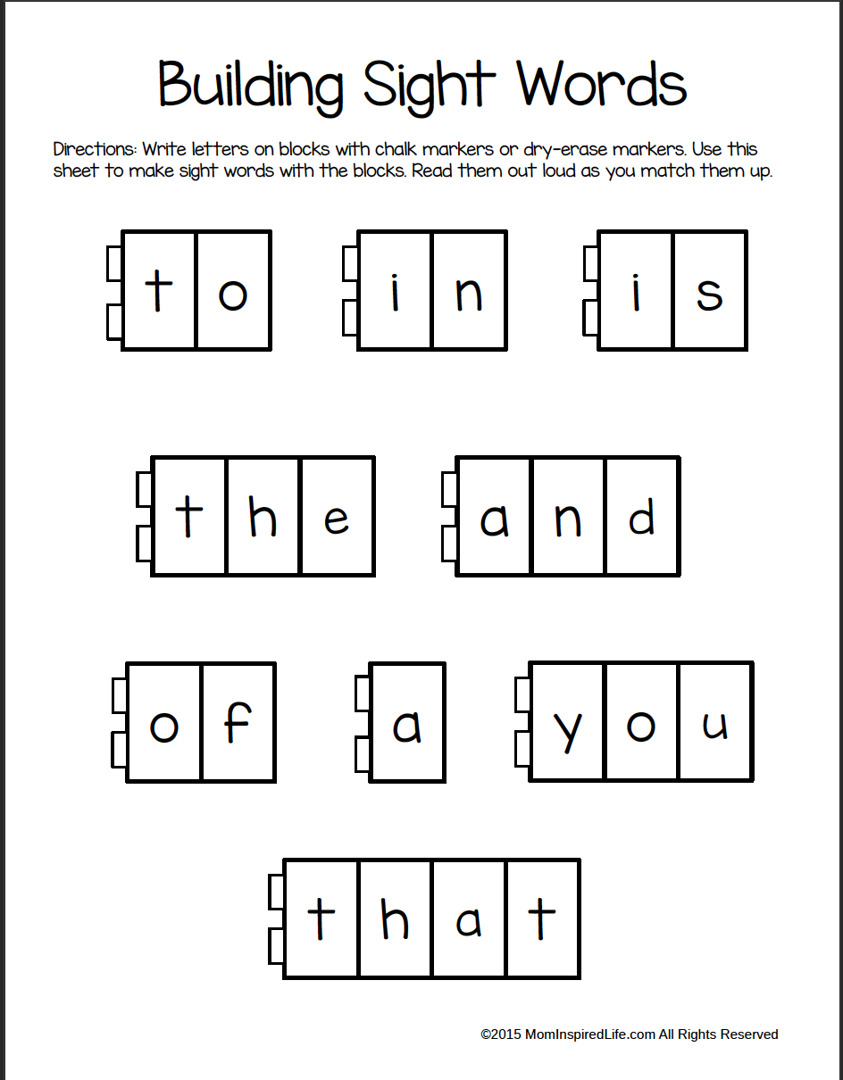 Building Sight Words – Fry’s First 100