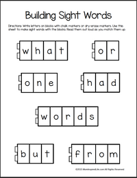 Building Sight Words – Fry’s First 100