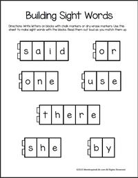 Building Sight Words – Fry’s First 100