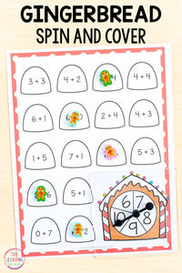 Differentiated Gingerbread Spin and Cover Math and Literacy Activities