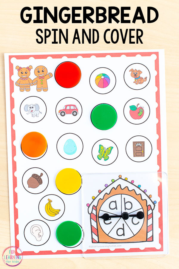 Differentiated Gingerbread Spin and Cover Math and Literacy Activities