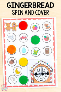 Differentiated Gingerbread Spin and Cover Math and Literacy Activities