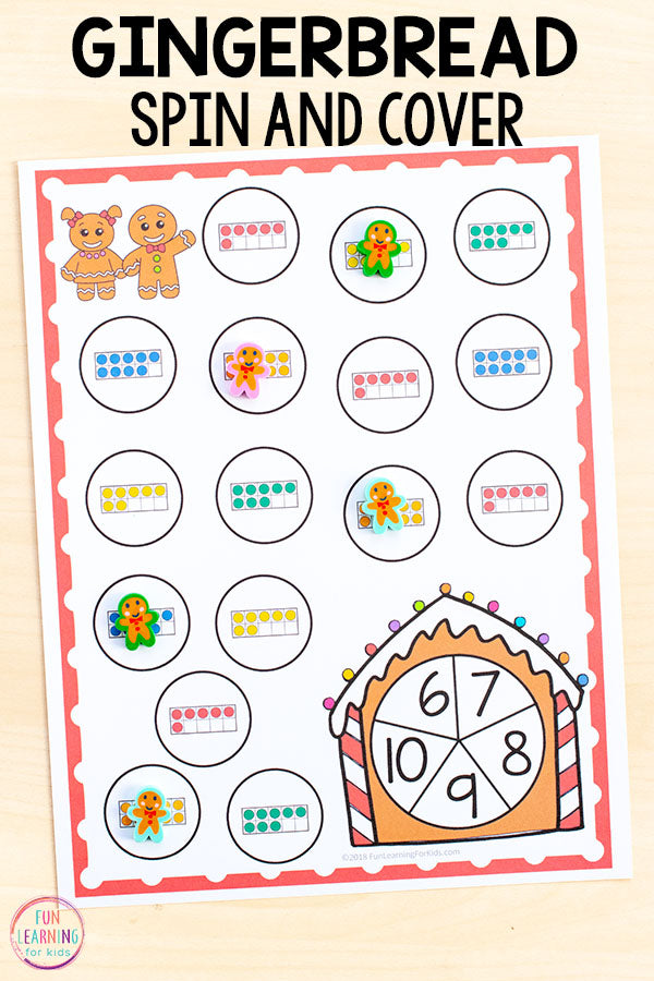 Differentiated Gingerbread Spin and Cover Math and Literacy Activities