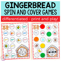 Differentiated Gingerbread Spin and Cover Math and Literacy Activities