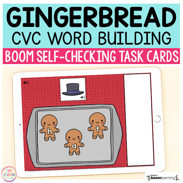 Gingerbread CVC Word Building Boom Cards™ | Digital Task Cards