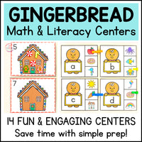 Gingerbread Math and Literacy Centers for Preschool, Pre-K & Kindergarten