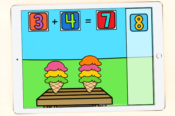 Ice Cream Addition Activity Boom Cards™ | Digital Task Cards