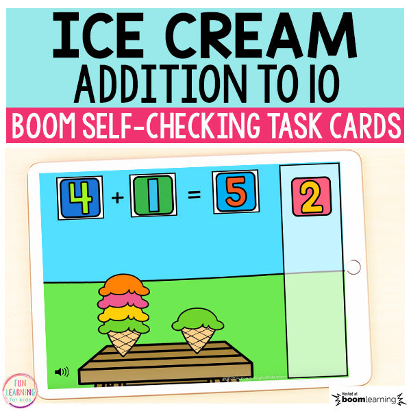Ice Cream Addition Activity Boom Cards™ | Digital Task Cards