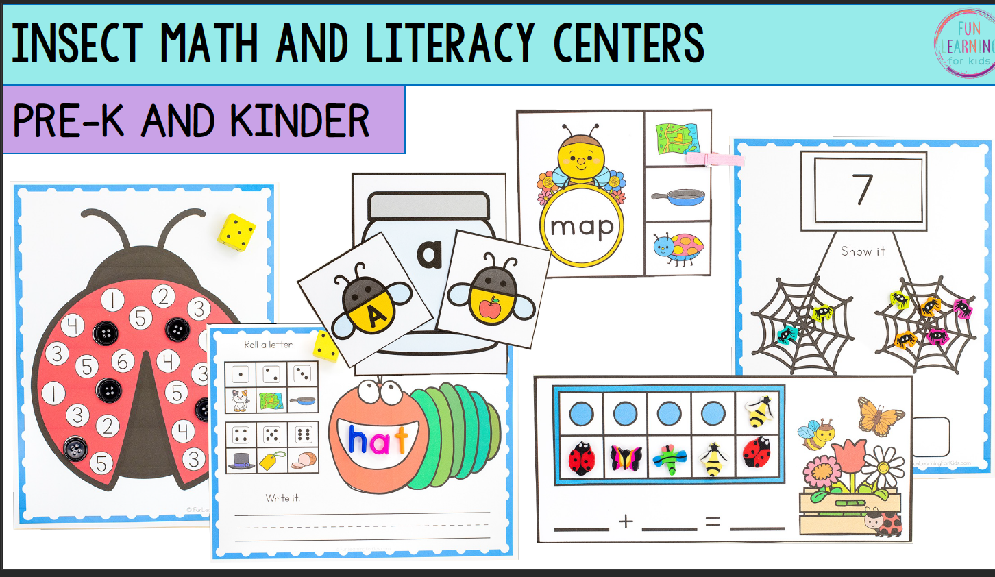 Insect Math & Literacy Centers for Preschool, Pre-K & Kindergarten